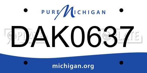 DAK0637 Michigan License Plate