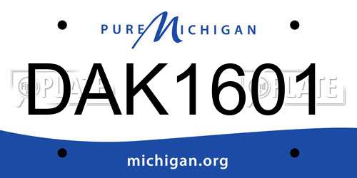 DAK1601 Michigan License Plate