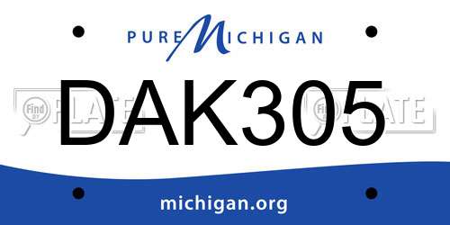 DAK305 Michigan License Plate
