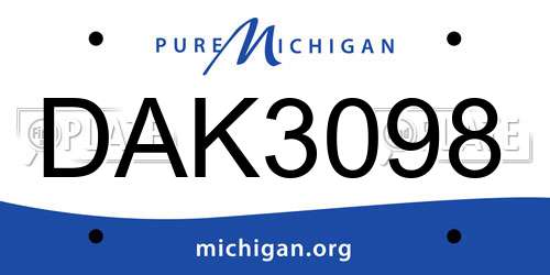 DAK3098 Michigan License Plate