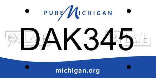 DAK345 Michigan License Plate
