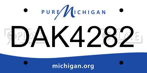 DAK4282 Michigan License Plate