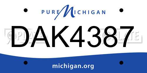 DAK4387 Michigan License Plate
