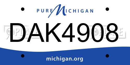 DAK4908 Michigan License Plate