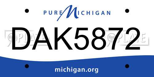 DAK5872 Michigan License Plate