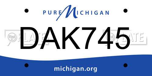 DAK745 Michigan License Plate