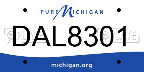 DAL8301 Michigan License Plate