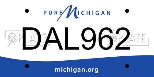 DAL962 Michigan License Plate