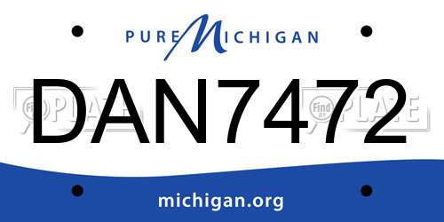 DAN7472 Michigan License Plate