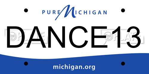 DANCE13 Michigan License Plate