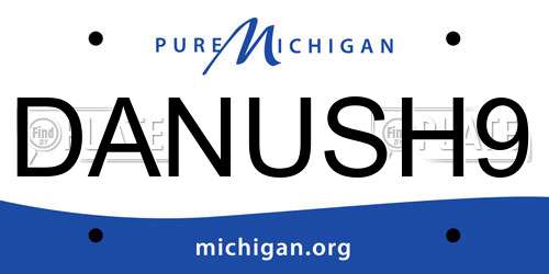 DANUSH9 Michigan License Plate