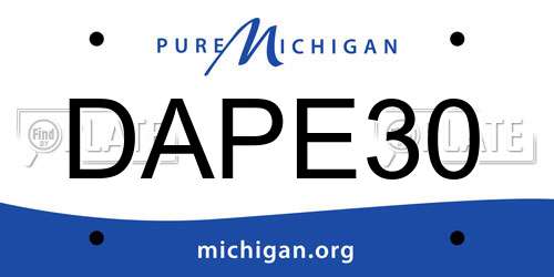 DAPE30 Michigan License Plate