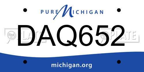 DAQ652 Michigan License Plate
