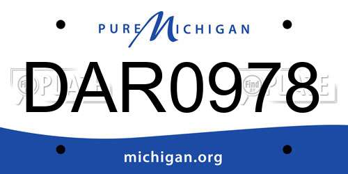 DAR0978 Michigan License Plate