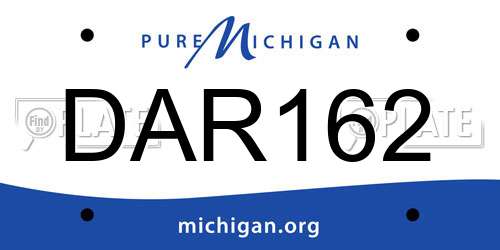 DAR162 Michigan License Plate