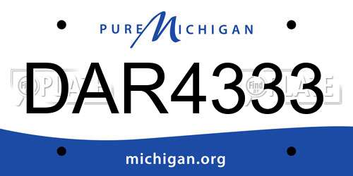 DAR4333 Michigan License Plate