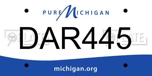DAR445 Michigan License Plate