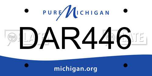 DAR446 Michigan License Plate