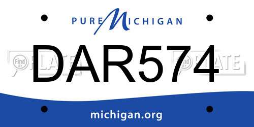 DAR574 Michigan License Plate