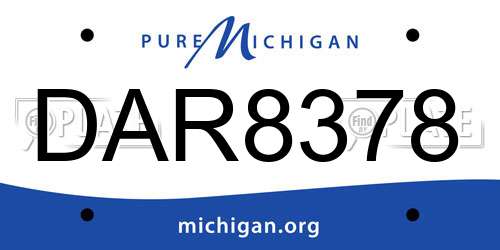 DAR8378 Michigan License Plate