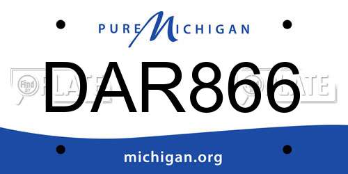 DAR866 Michigan License Plate