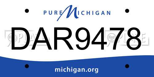 DAR9478 Michigan License Plate