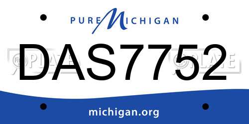 DAS7752 Michigan License Plate