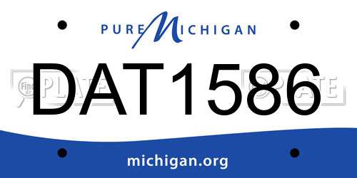 DAT1586 Michigan License Plate