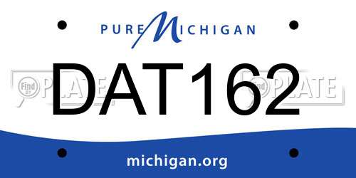 DAT162 Michigan License Plate