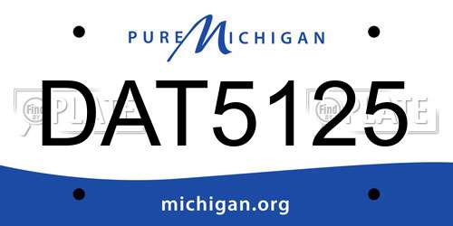 DAT5125 Michigan License Plate