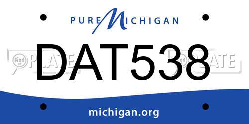 DAT538 Michigan License Plate