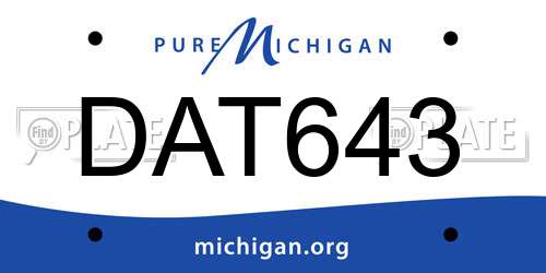DAT643 Michigan License Plate