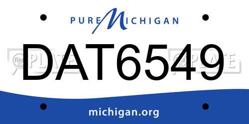 DAT6549 Michigan License Plate