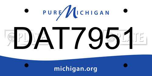 DAT7951 Michigan License Plate