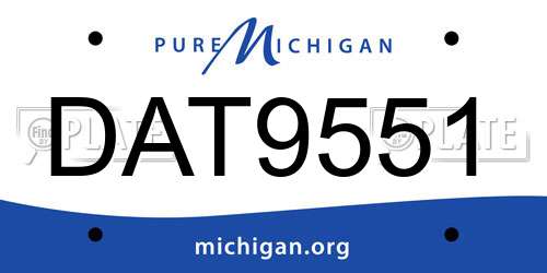 DAT9551 Michigan License Plate