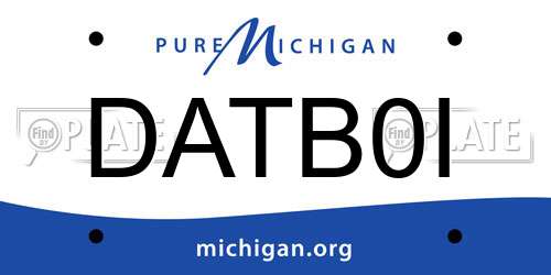 DATB0I Michigan License Plate