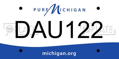 DAU122 Michigan License Plate