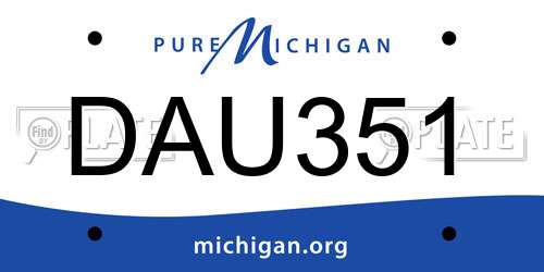 DAU351 Michigan License Plate