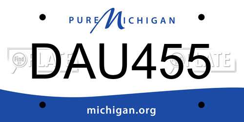 DAU455 Michigan License Plate