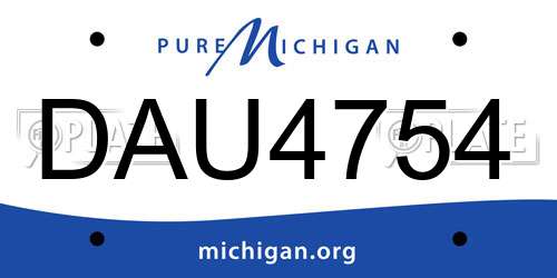 DAU4754 Michigan License Plate