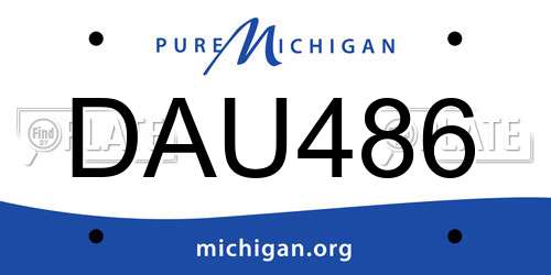 DAU486 Michigan License Plate