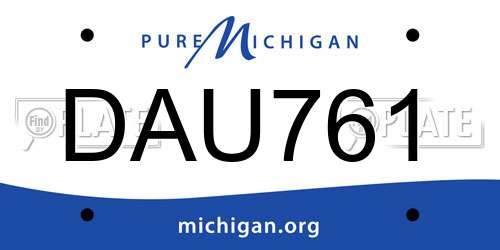DAU761 Michigan License Plate