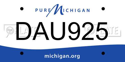 DAU925 Michigan License Plate