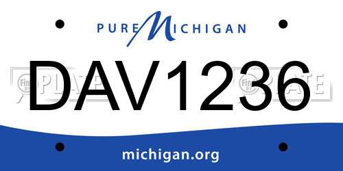 DAV1236 Michigan License Plate