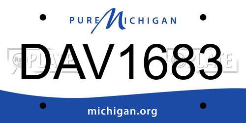 DAV1683 Michigan License Plate