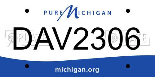 DAV2306 Michigan License Plate