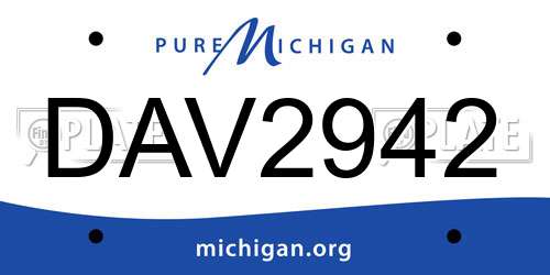 DAV2942 Michigan License Plate