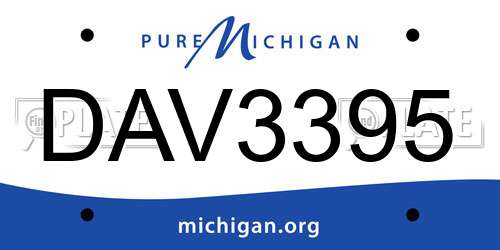 DAV3395 Michigan License Plate