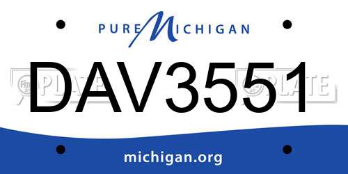 DAV3551 Michigan License Plate