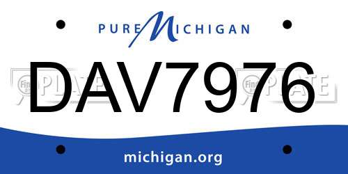 DAV7976 Michigan License Plate